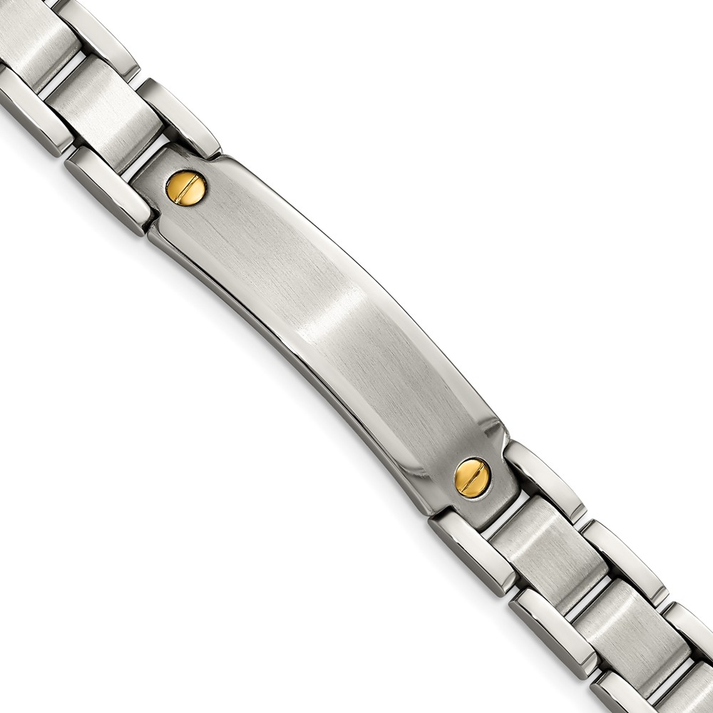 Stainless Steel Brushed and Polished Yellow IP-plated 8.75in ID Bracelet