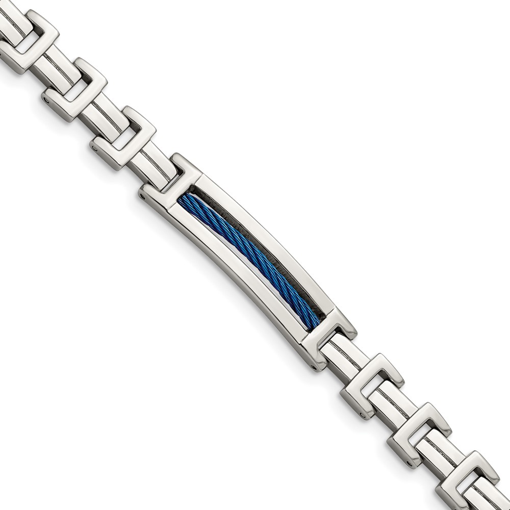 Stainless Steel Polished Blue IP-plated 8.5in Bracelet