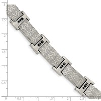 Chisel Stainless Steel Polished and Textured Bracelet with Black CZ Link, 8.5" view 4