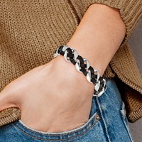 Chisel Stainless Steel Polished Black Braided Leather Bracelet, 8" view 5