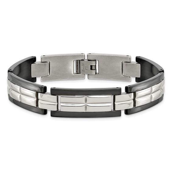 Chisel Stainless Steel Polished Black IP-plated 8.5 inch Link Bracelet