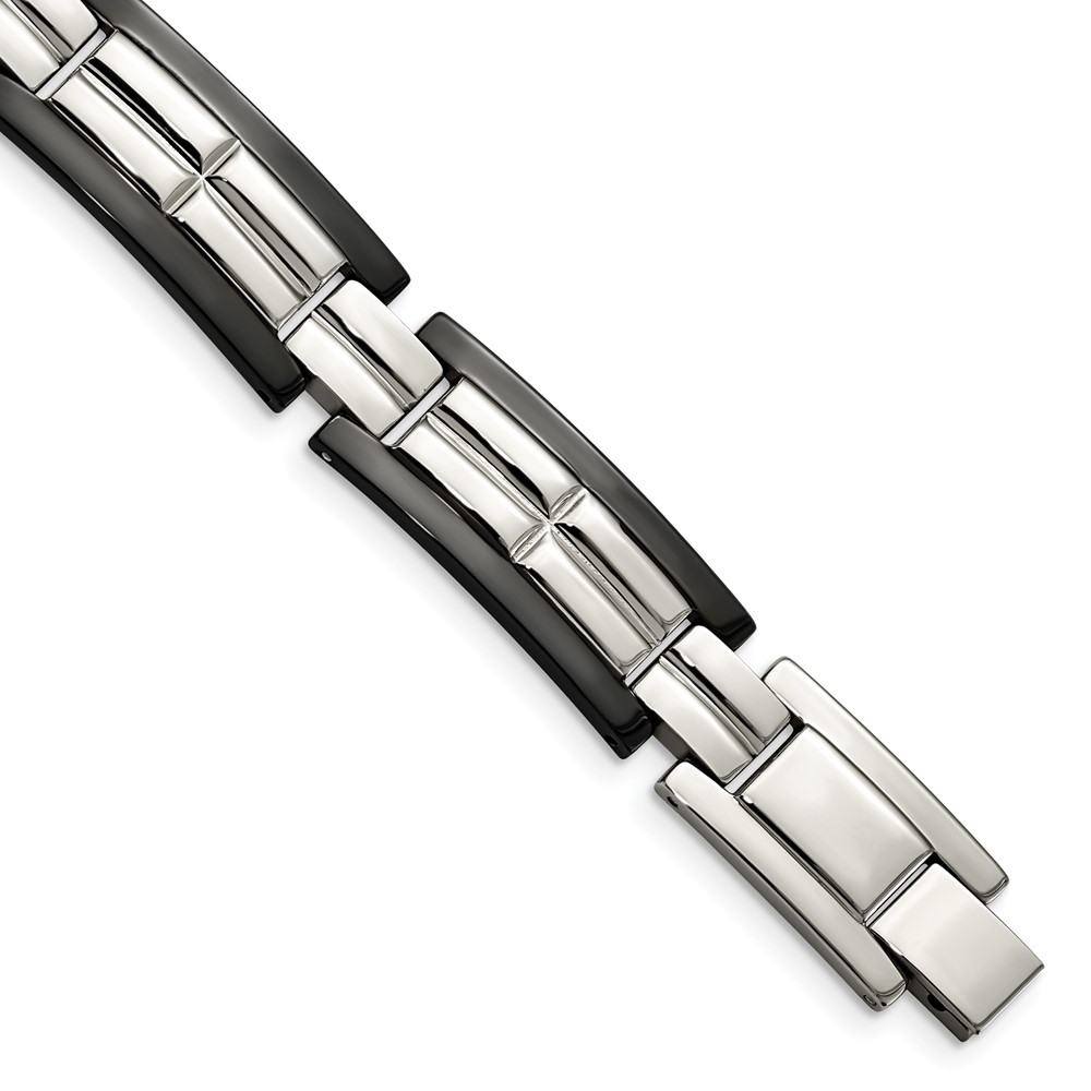 Stainless Steel Polished Black IP-plated 8.5 in Bracelet