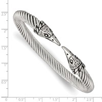 Stainless Steel Antiqued and Polished Eagle Cuff Bangle view 4