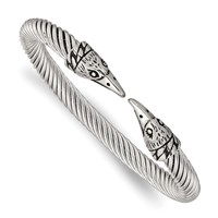 Stainless Steel Antiqued and Polished Eagle Cuff Bangle view 1