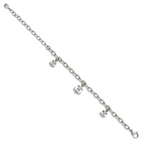 Stainless Steel Polished Fleur De Lis 7in W 3in Ext. Bracelet view 2