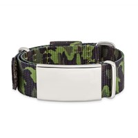 Stainless Steel Polished Green Camo Fabric Adjustable ID Bracelet view 4
