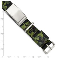 Stainless Steel Polished Green Camo Fabric Adjustable ID Bracelet view 5