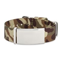 Stainless Steel Polished Brown Camo Fabric Adjustable ID Bracelet view 4