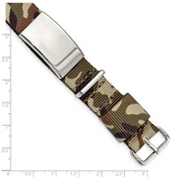 Stainless Steel Polished Brown Camo Fabric Adjustable ID Bracelet view 5