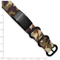 Stainless Steel Brushed Blk IP Brown Camo Fabric Adjustable ID Bracelet view 5