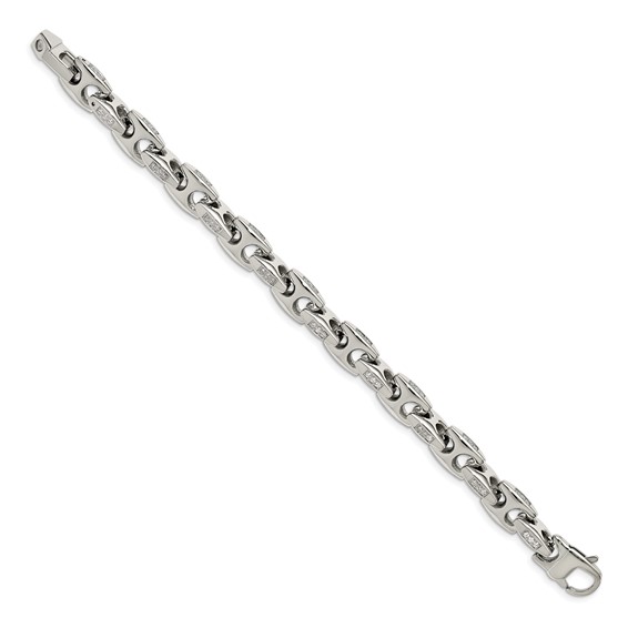 Chisel Stainless Steel Polished with CZ 9 inch Bracelet