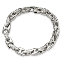 Chisel Stainless Steel Polished Bracelet with CZ, 9" view 4