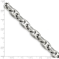 Chisel Stainless Steel Polished Bracelet with CZ, 9" view 5