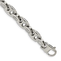 Chisel Stainless Steel Polished Bracelet with CZ, 9" view 1
