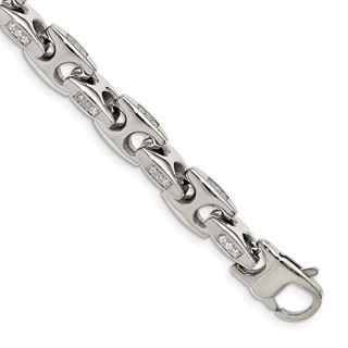 Chisel Stainless Steel Polished with CZ 9 inch Bracelet