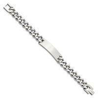 Chisel Stainless Steel Polished Curb Chain ID Bracelet, 7.75" view 2