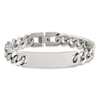 Chisel Stainless Steel Polished Curb Chain ID Bracelet, 7.75" view 4