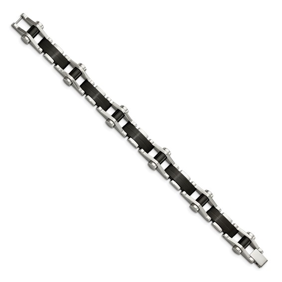 Chisel Stainless Steel Polished Black IP-plated 8 inch Bracelet
