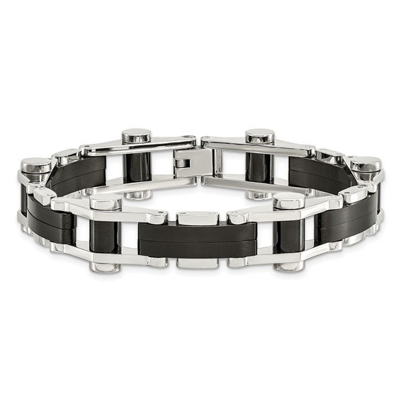 Chisel Stainless Steel Polished Black IP-plated 8 inch Bracelet