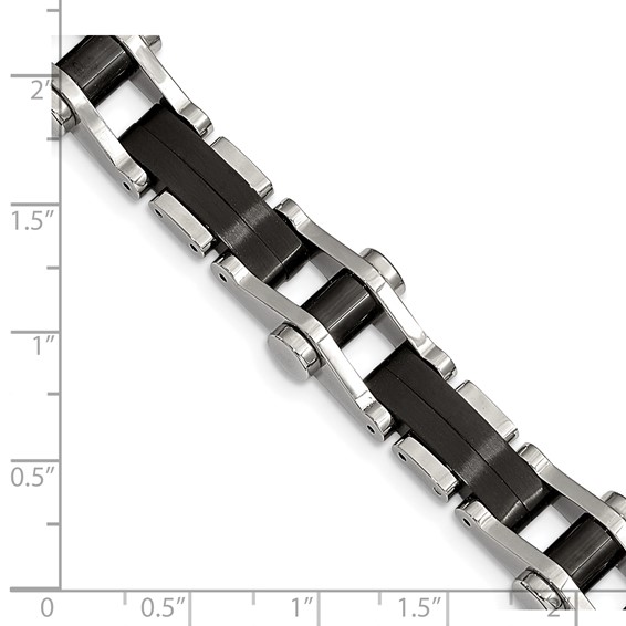 Chisel Stainless Steel Polished Black IP-plated 8 inch Bracelet
