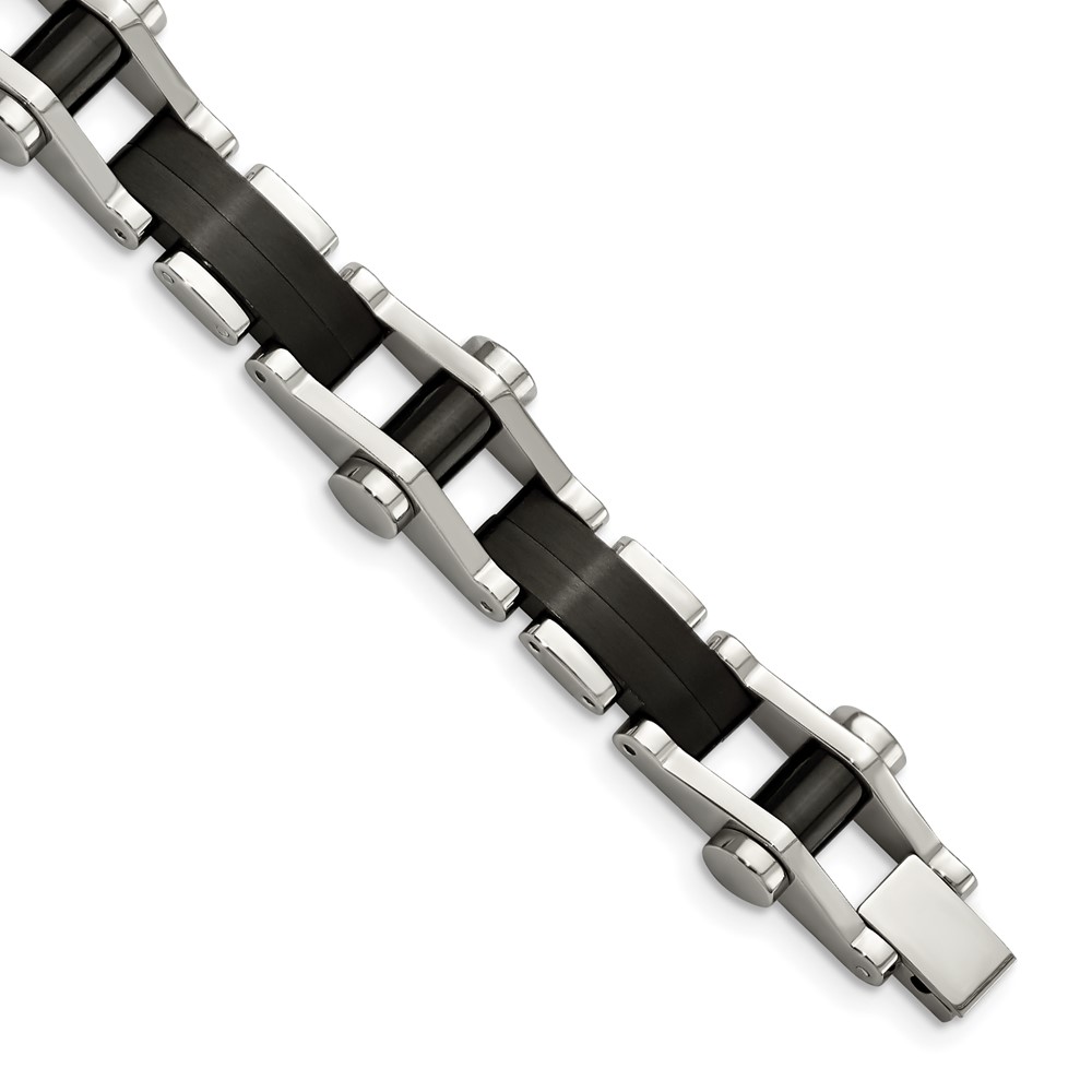 Stainless Steel Polished Black IP-plated 8in Bracelet