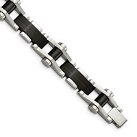 Chisel Stainless Steel Polished Black IP-plated Bracelet - 8in view 1