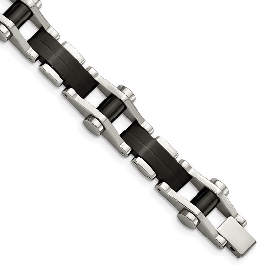 Chisel Stainless Steel Polished Black IP-plated 8 inch Bracelet