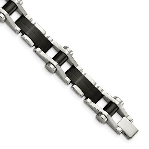 Chisel Stainless Steel Polished Black IP-plated Bracelet, 8"