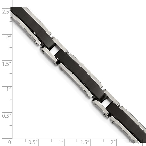 Chisel Stainless Steel Polished Black IP-plated 8.5 inch Link Bracelet