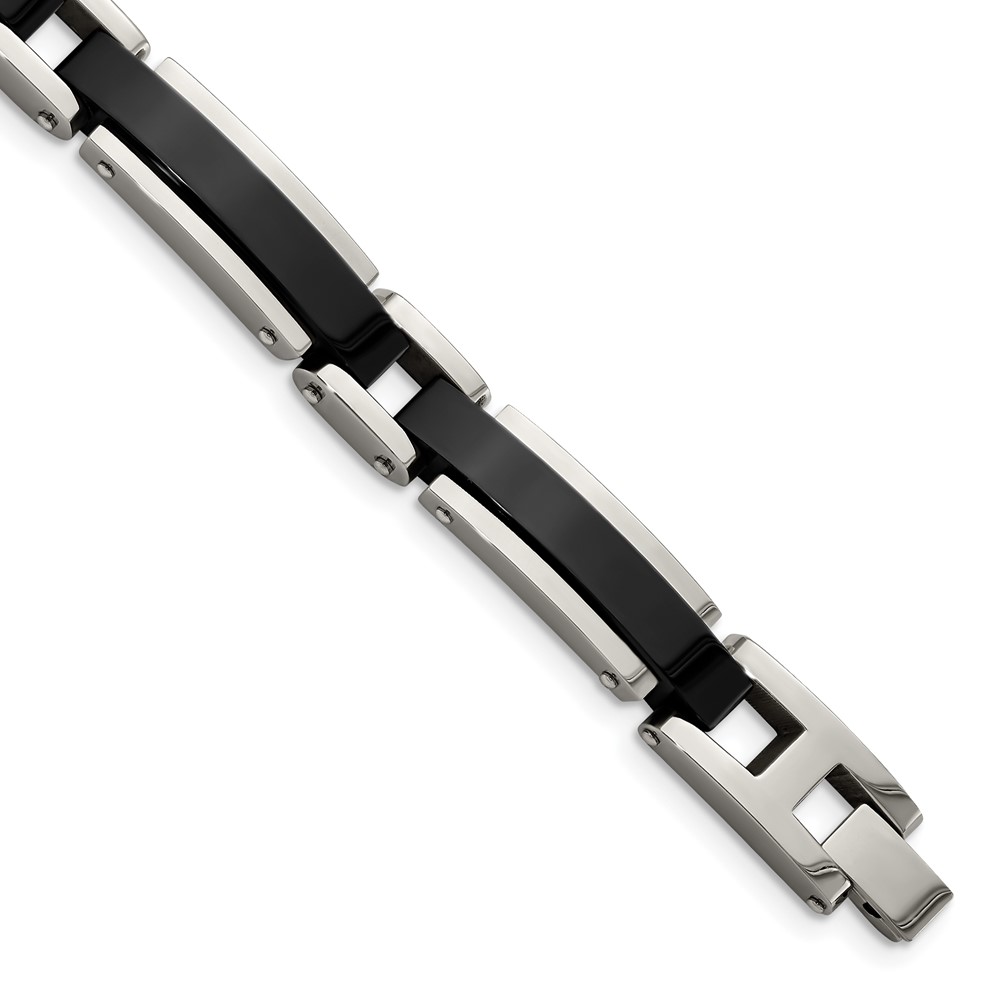 Stainless Steel Polished Black IP-plated 8.5in Bracelet