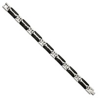 Chisel Stainless Steel Polished Black IP-plated Link Bracelet, 9" view 2