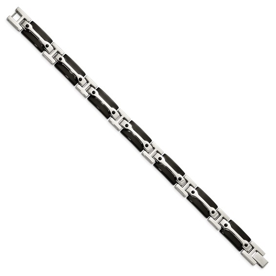 Chisel Stainless Steel Polished Black IP-plated 9 inch Link Bracelet