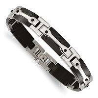 Chisel Stainless Steel Polished Black IP-plated Link Bracelet, 9" view 3