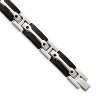 Chisel Stainless Steel Polished Black IP-plated Link Bracelet, 9" view 1