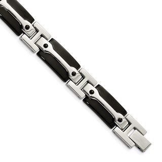 Chisel Stainless Steel Polished Black IP-plated 9 inch Link Bracelet