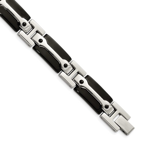 Chisel Stainless Steel Polished Black IP-plated Link Bracelet, 9"
