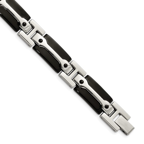 Chisel Stainless Steel Polished Black IP-plated 9 inch Link Bracelet