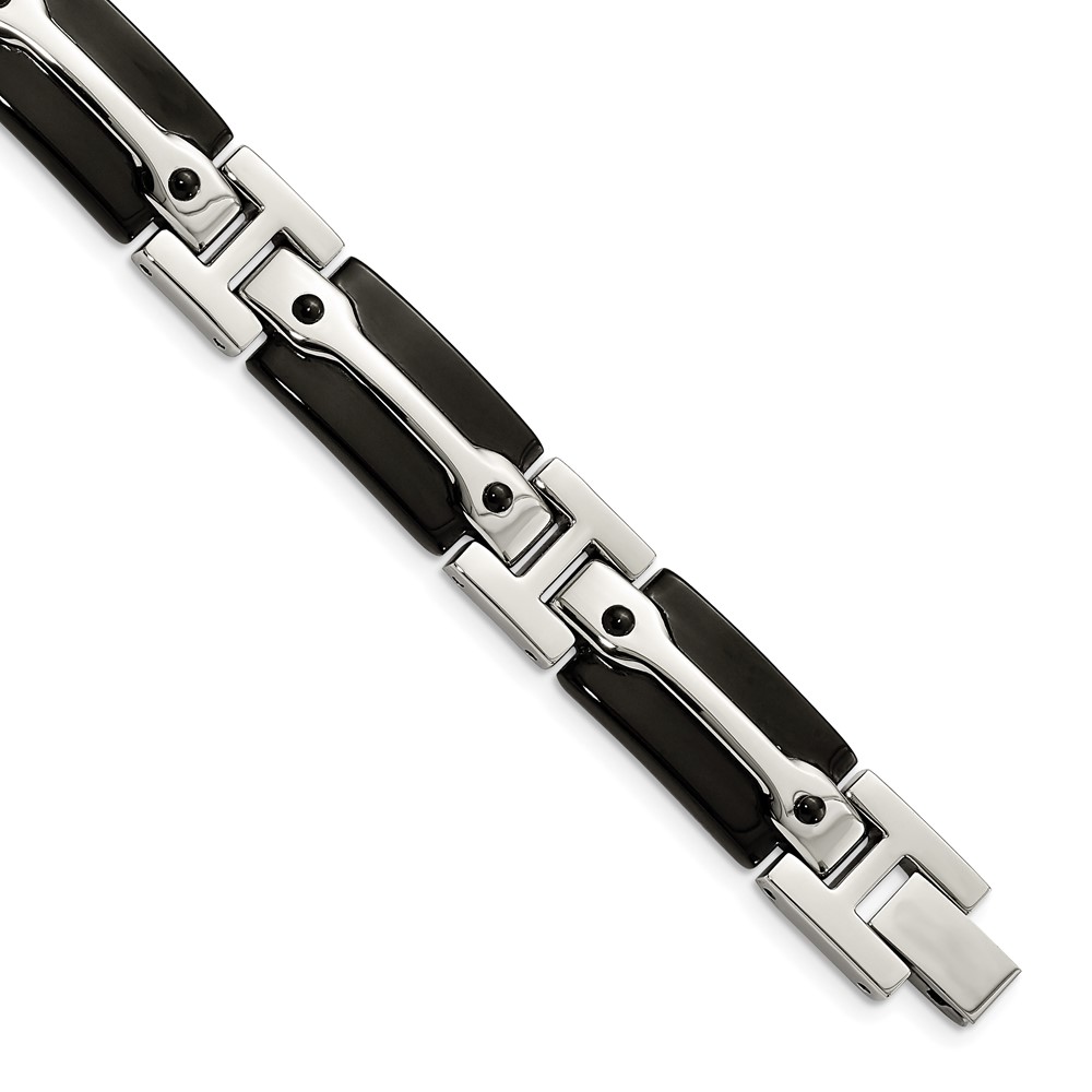 Stainless Steel Polished Black IP-plated 9in Bracelet