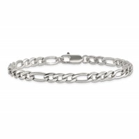 Chisel Stainless Steel Polished Figaro Bracelet - 9in view 4