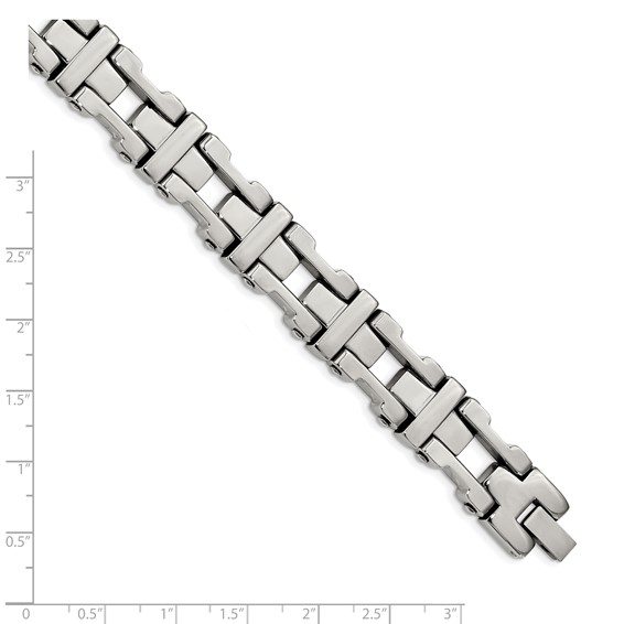 Chisel Stainless Steel Polished 8.5 inch Open Corss Link Bracelet