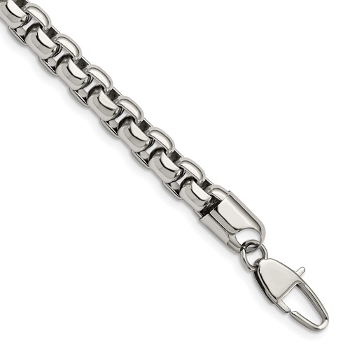 Chisel Stainless Steel Polished 9 Inch Rounded Box Bracelet