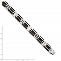 Chisel Stainless Steel Polished Black IP-plated Bracelet with Black Carbon Fiber Inlay Link, 8.5" view 5