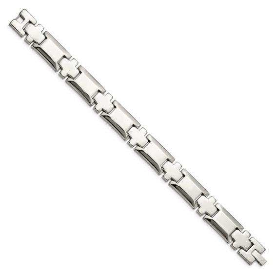 Chisel Stainless Steel Polished 8.5 inch Cross Link Bracelet
