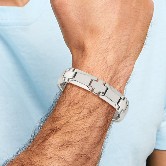 Chisel Stainless Steel Polished 8.5 inch Cross Link Bracelet