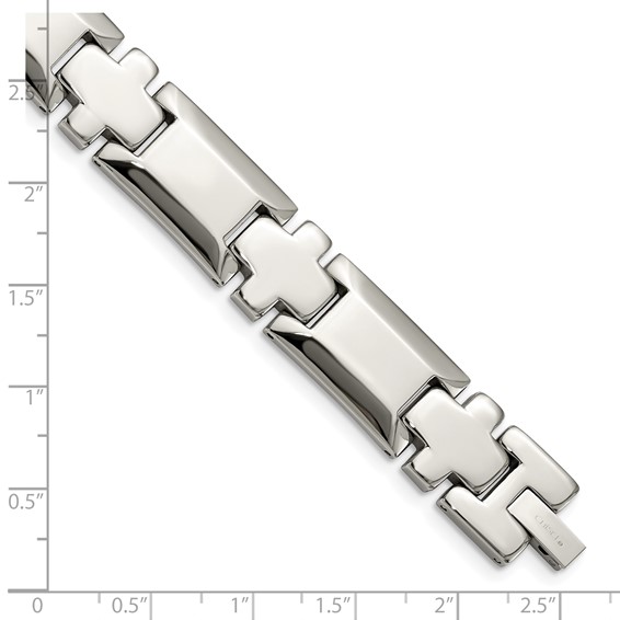Chisel Stainless Steel Polished 8.5 inch Cross Link Bracelet