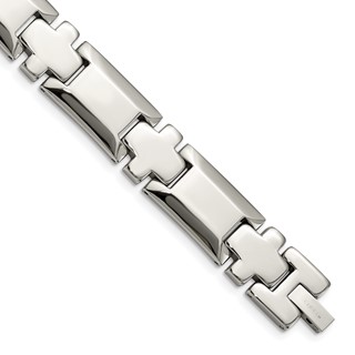 Chisel Stainless Steel Polished 8.5 inch Cross Link Bracelet