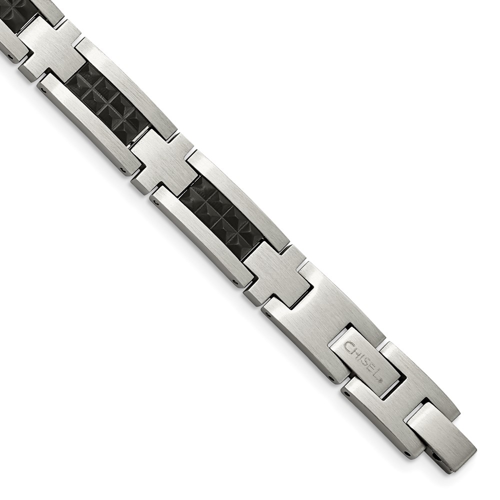 Stainless Steel Brushed Black IP-plated 8in w/.5 in ext. Bracelet