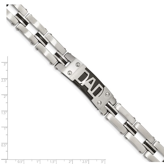 Chisel Stainless Steel Brushed and Polished Black IP-plated DAD 9 inch Bracelet