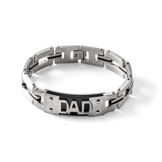 Chisel Stainless Steel Brushed and Polished Black IP-plated DAD 9 inch Bracelet