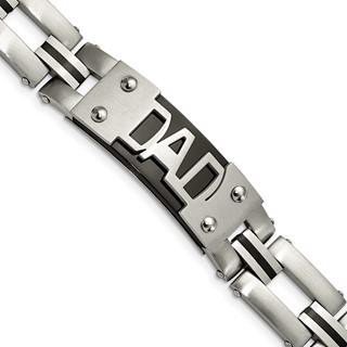 Chisel Stainless Steel Brushed and Polished Black IP-plated DAD 9 inch Bracelet